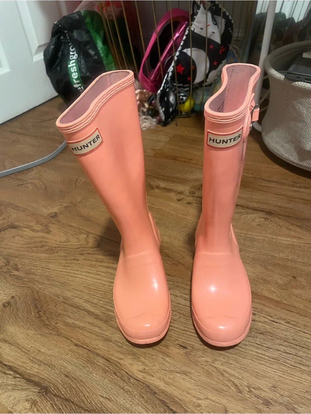 Hunter Kids Coral Pink Tall Rain Boots